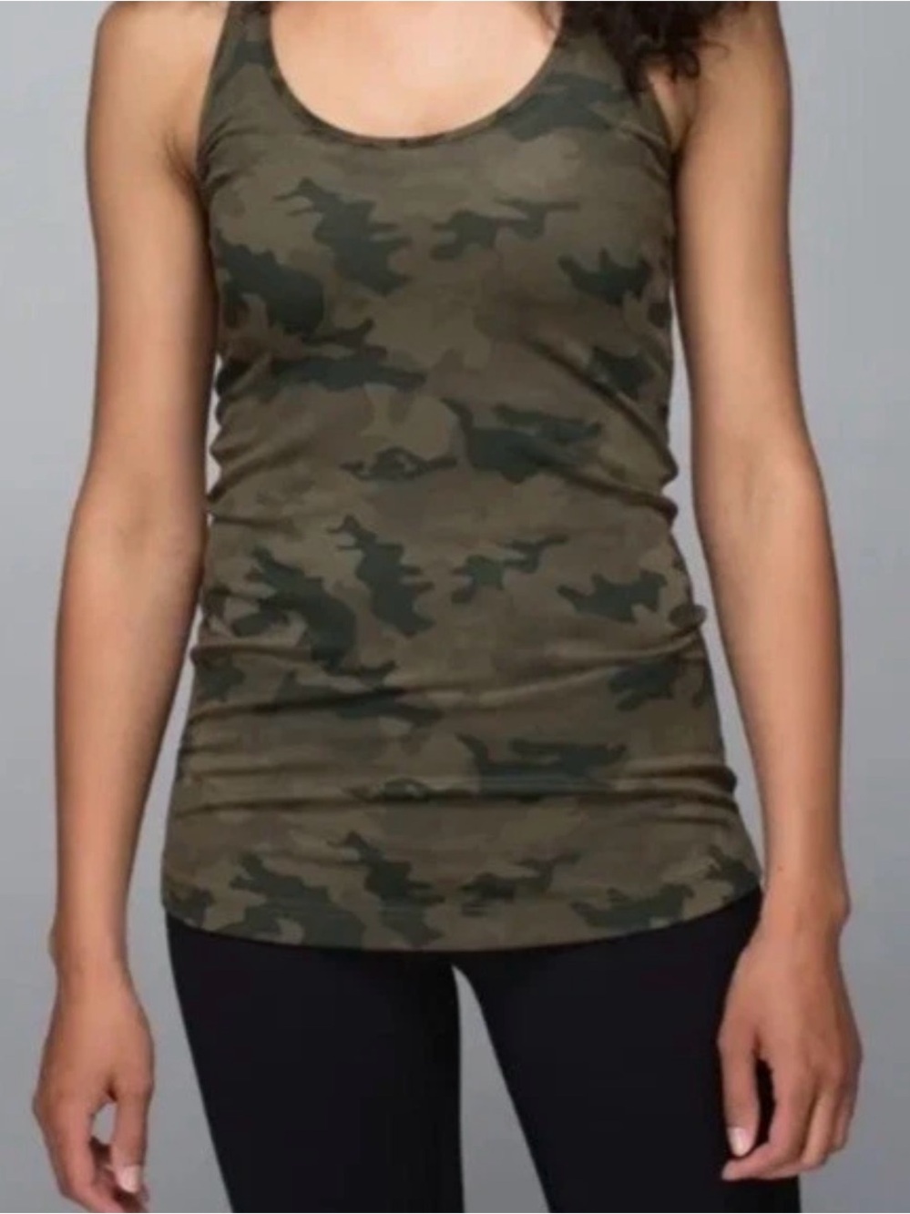 LULULEMON Cool Racerback Tank, Savasana Camo Fatigue Green, Size 8